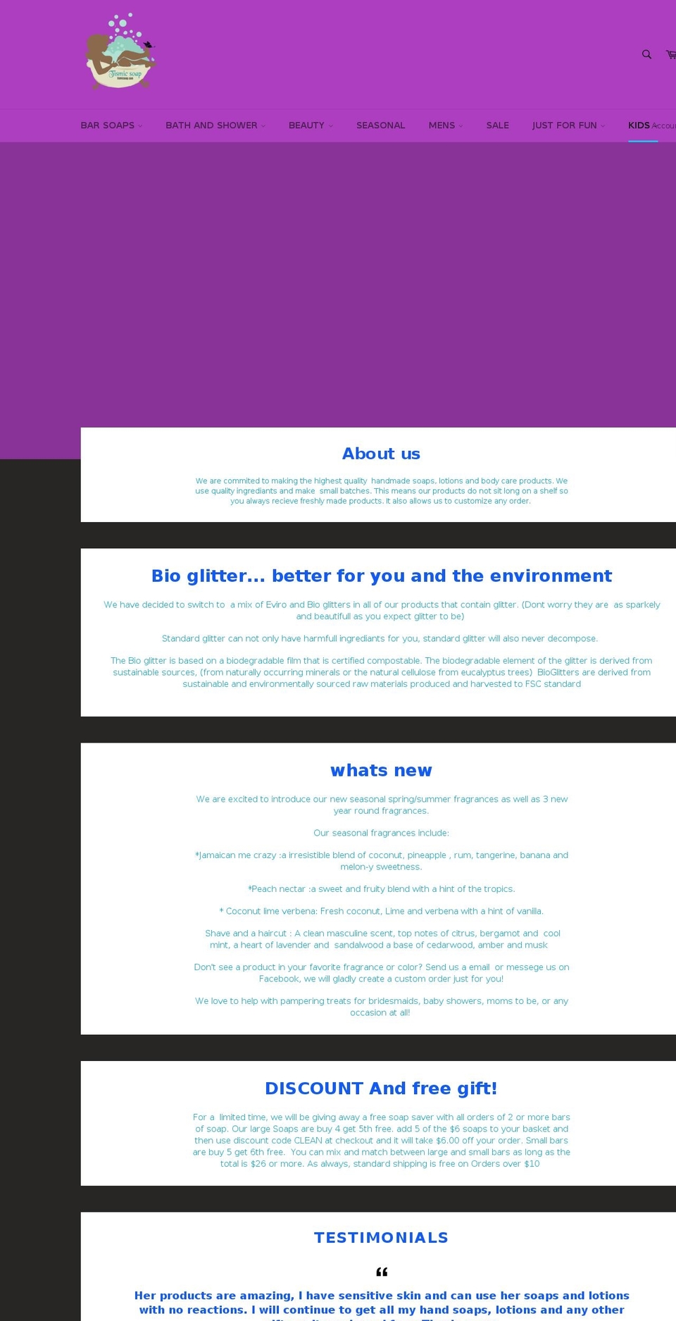 tismicsoap.com — Shopify storefront screenshot