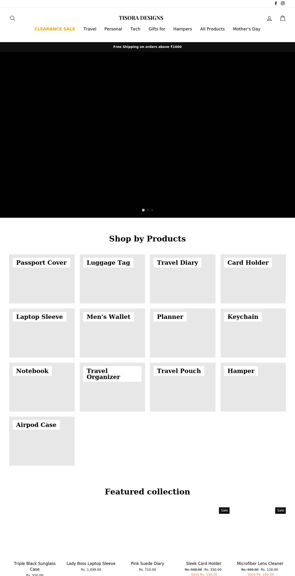 tisoradesigns.com shopify website screenshot