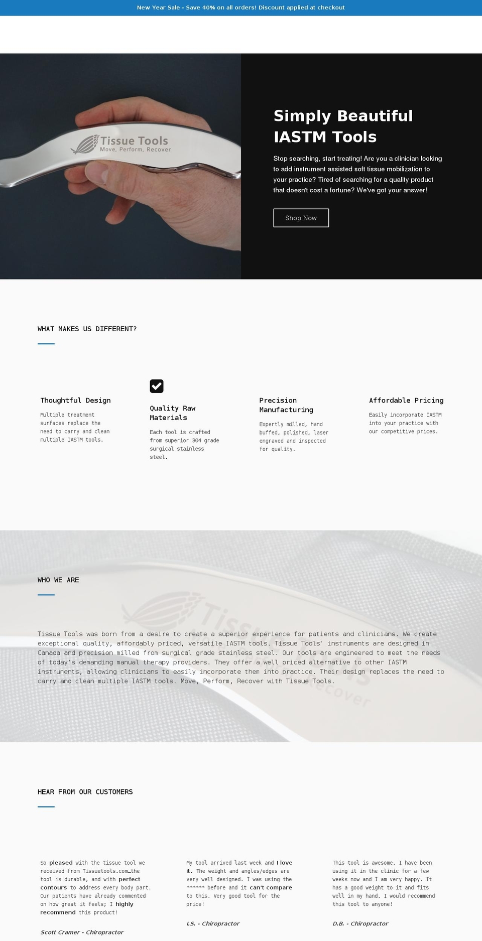 tissuetools.com shopify website screenshot