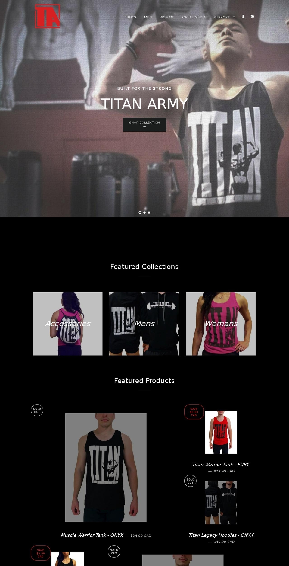 titanarmy.com shopify website screenshot