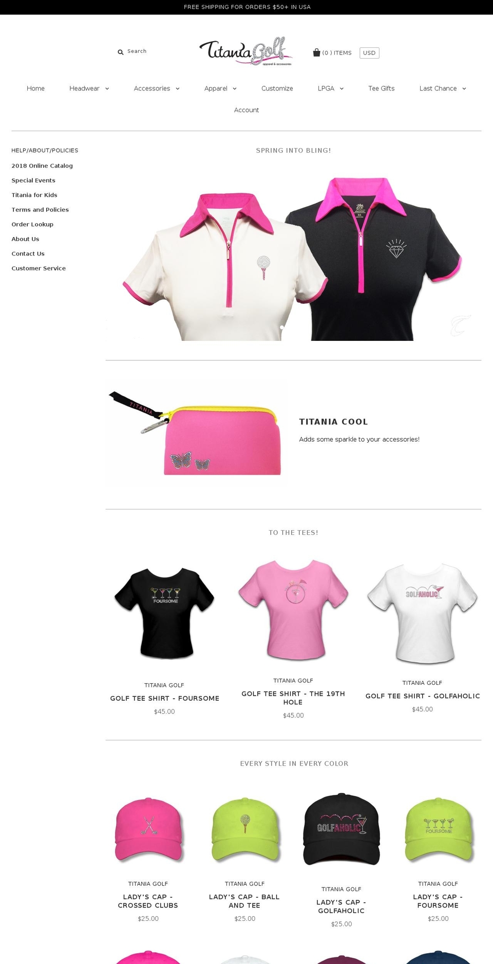 titaniagolf.net shopify website screenshot