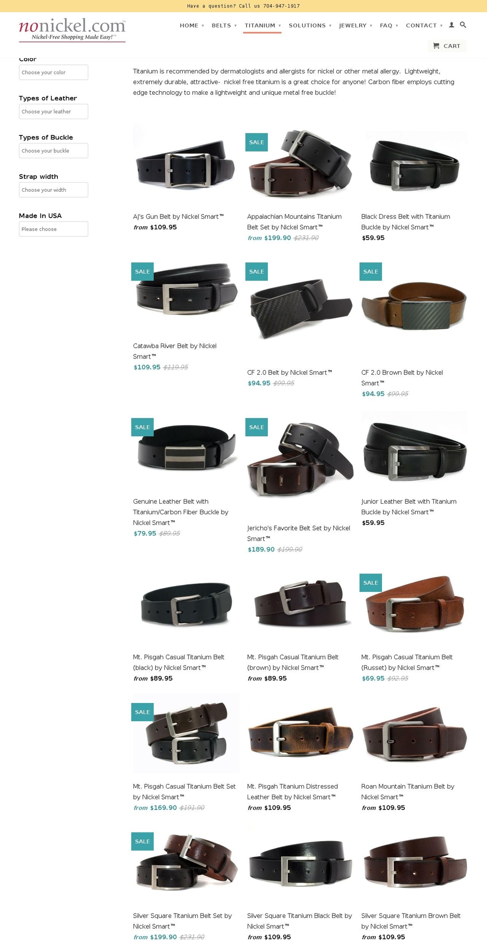 titanium-belts.com shopify website screenshot