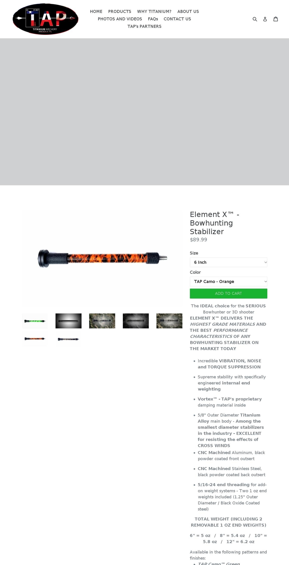 titaniumarcheryproducts.com shopify website screenshot