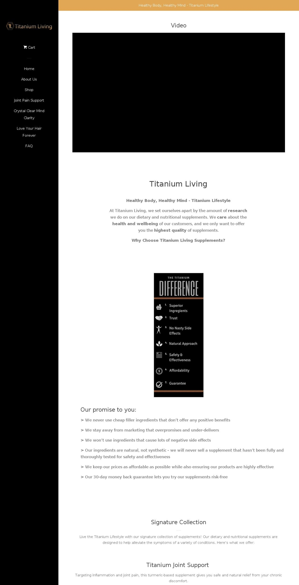 titaniumliving.com — Shopify storefront screenshot