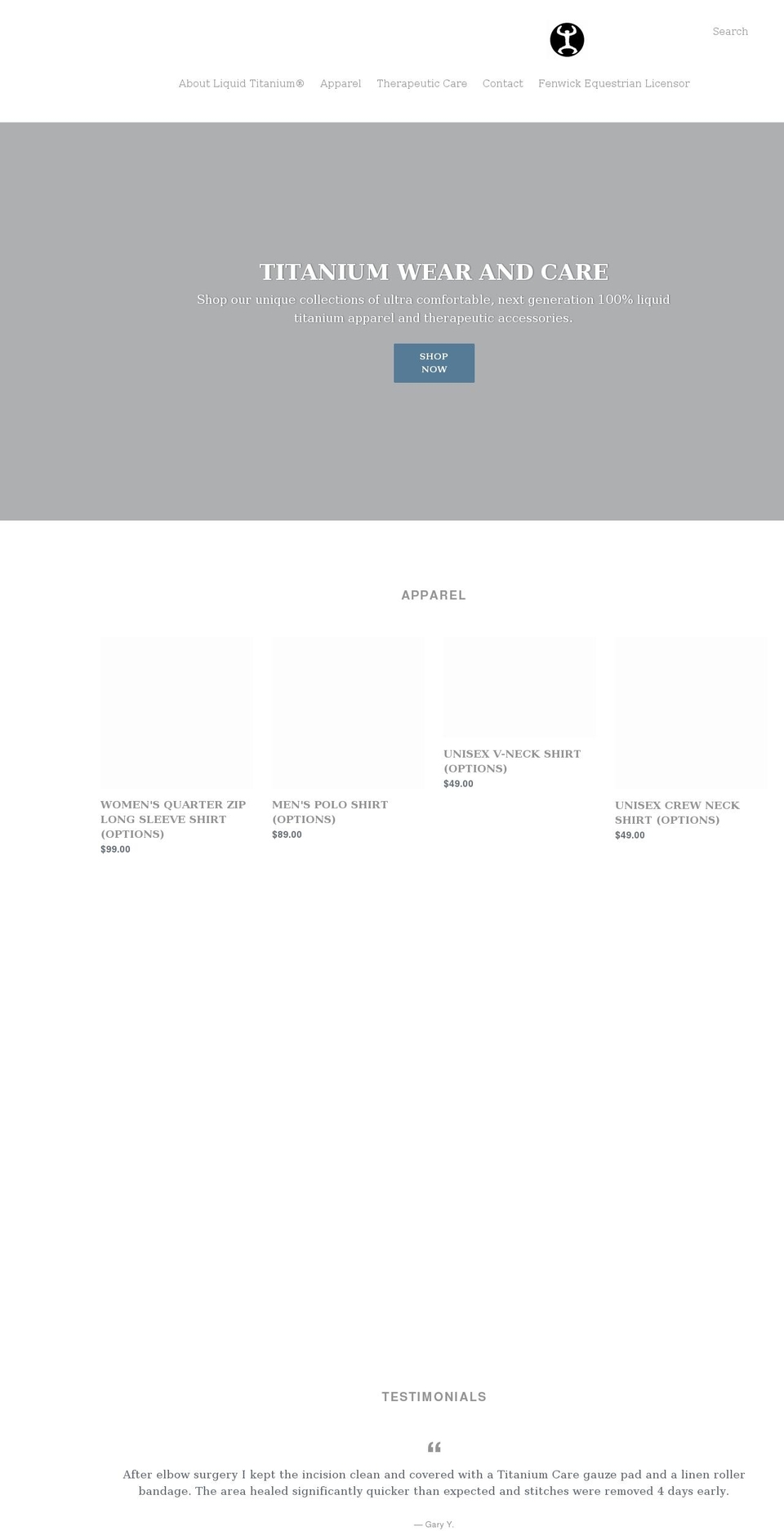 titaniumwearandcare.com shopify website screenshot