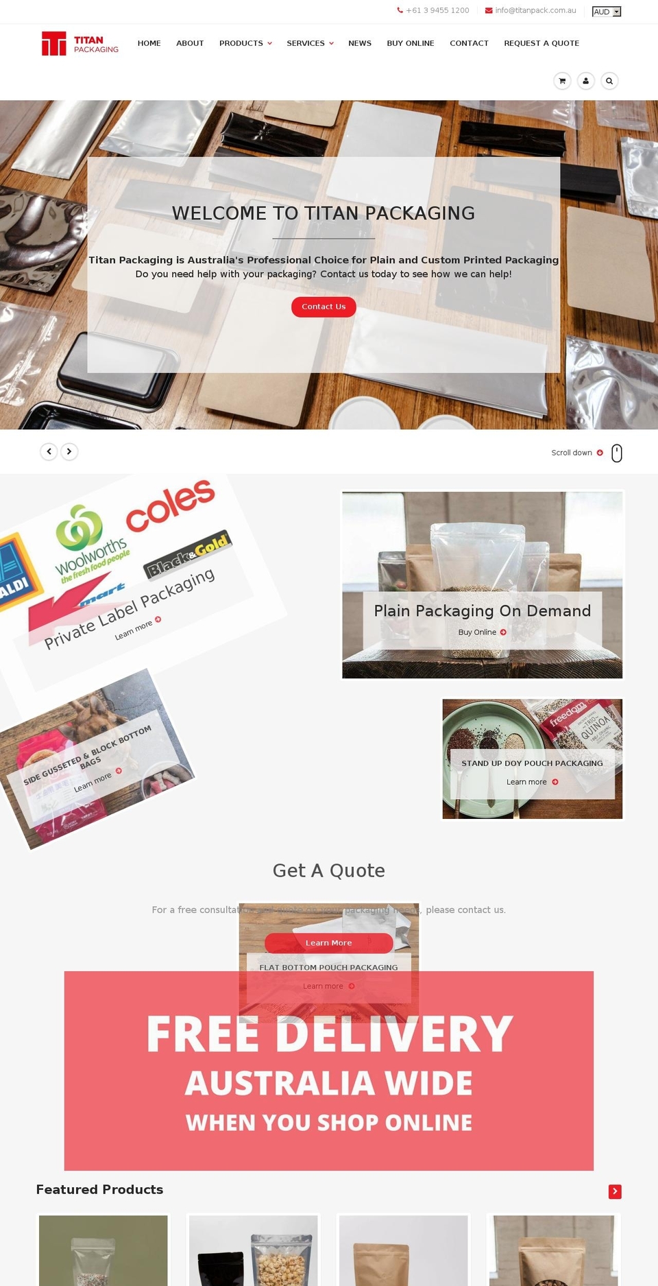 titanpackaging.com.au shopify website screenshot