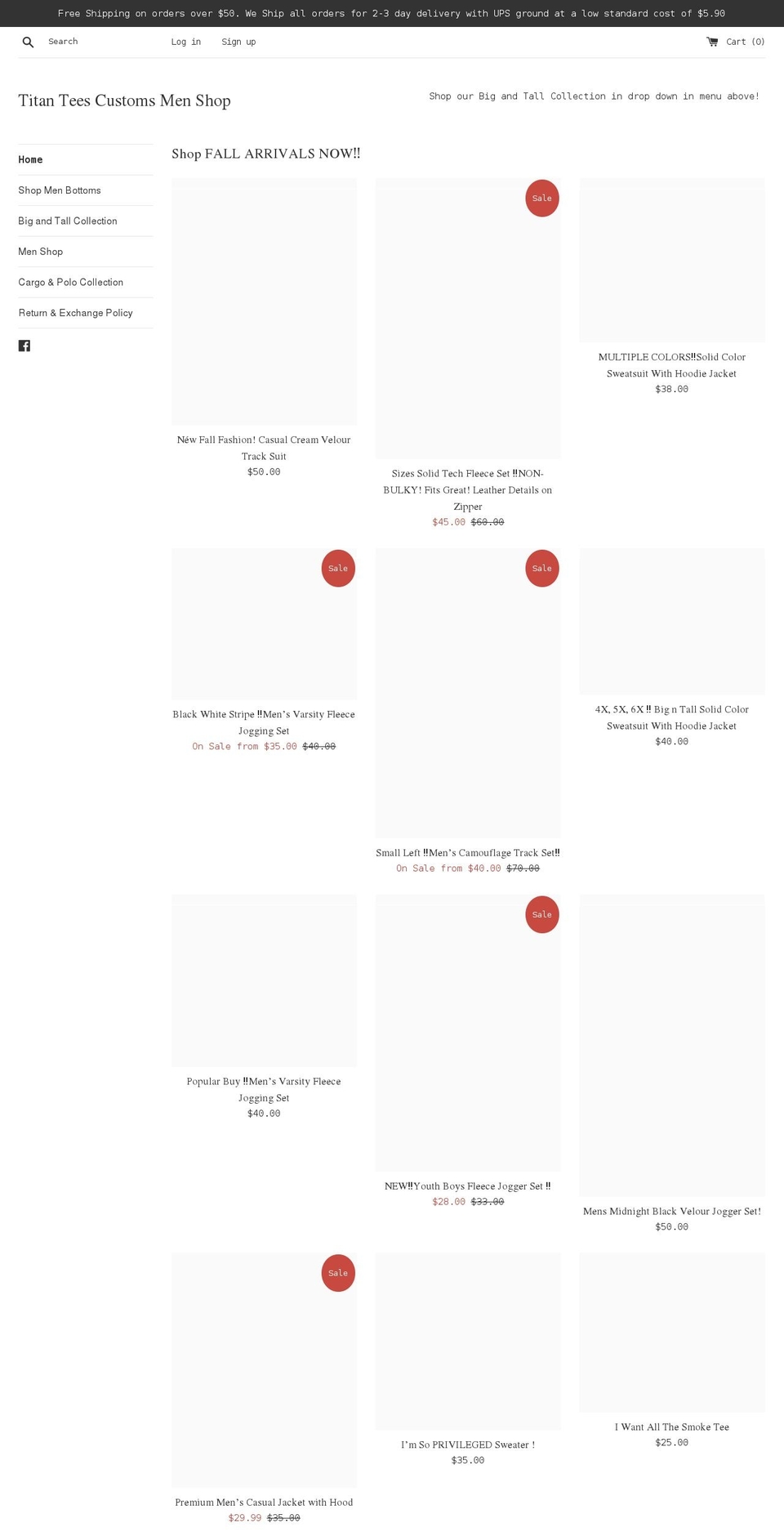 titanteescustoms.com shopify website screenshot
