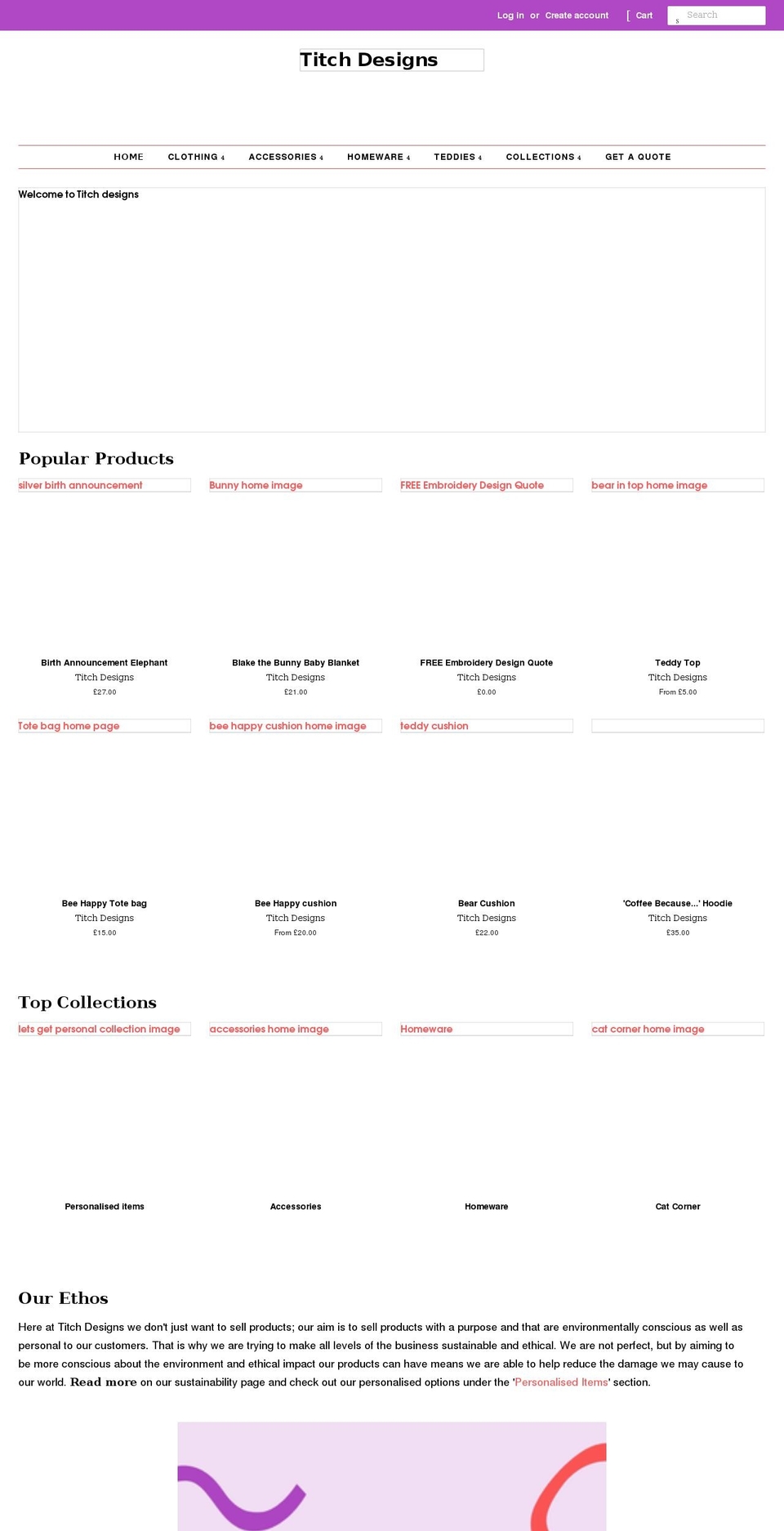 titchdesigns.co.uk shopify website screenshot