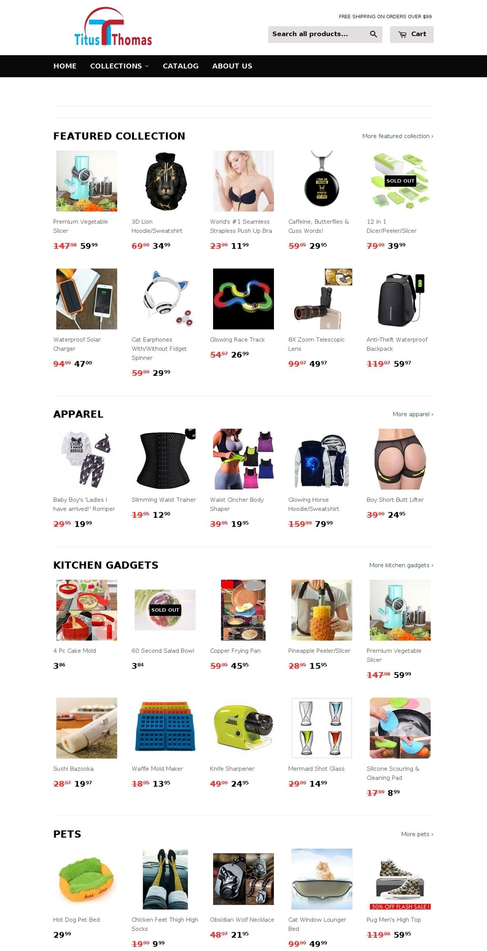 titusthomas.com — Shopify storefront screenshot