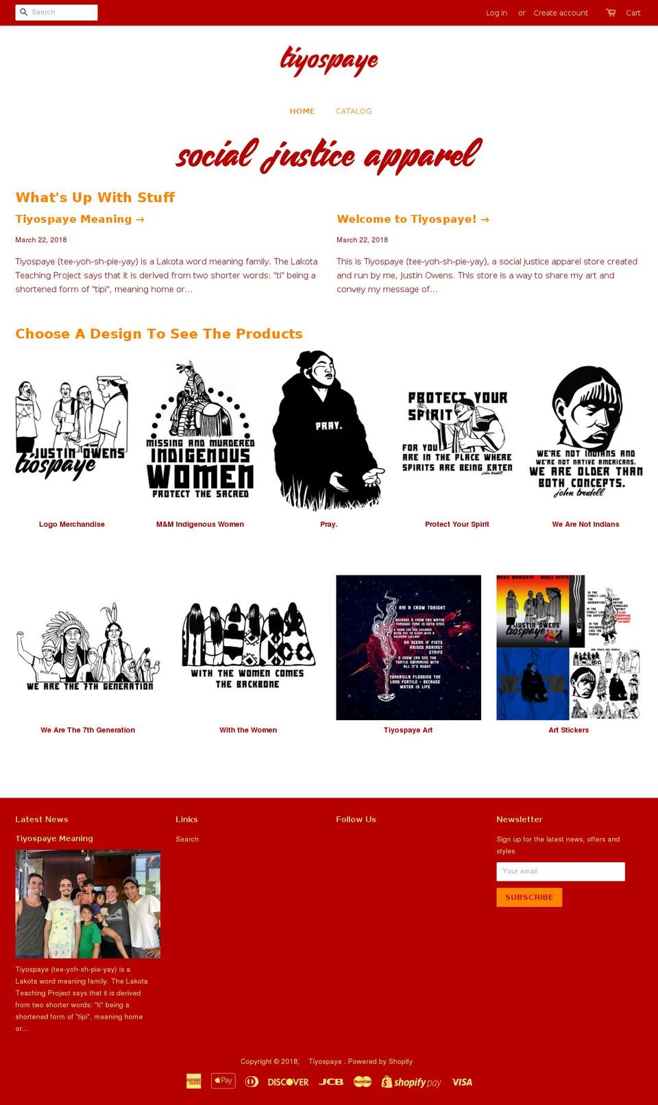 tiyospaye.com — Shopify storefront screenshot