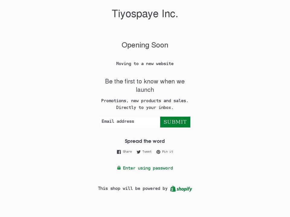 tiyospayeinc.com shopify website screenshot