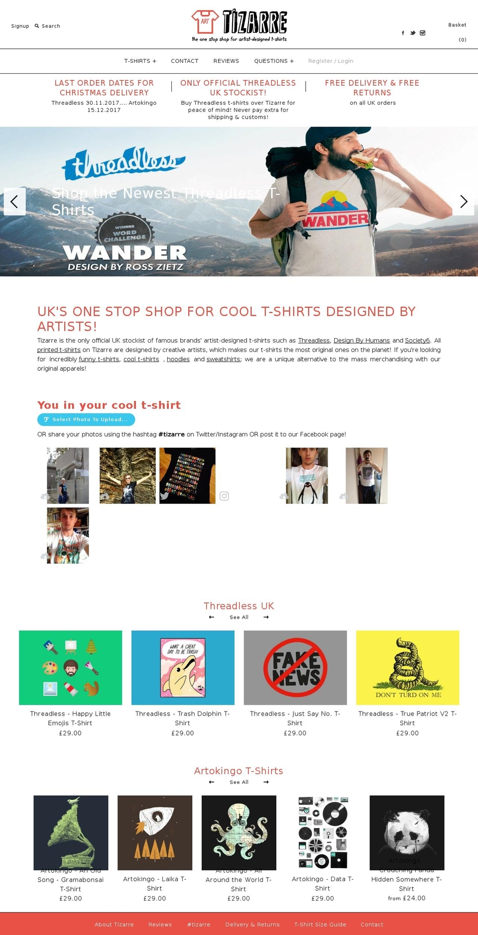 tizarre.com shopify website screenshot