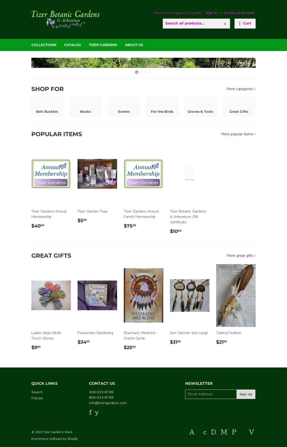 tizergardens.myshopify.com shopify website screenshot