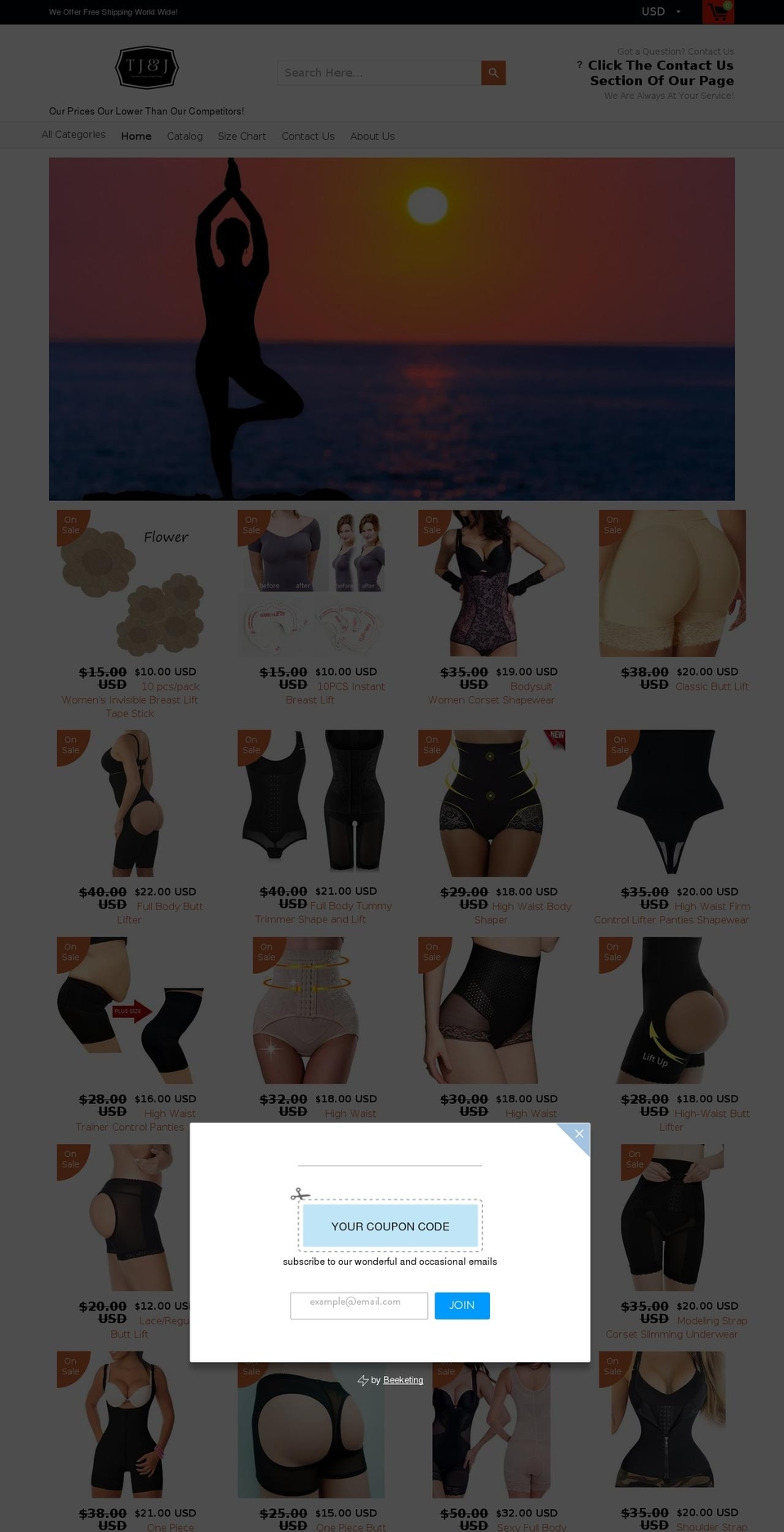 tjandj.com — Shopify storefront screenshot
