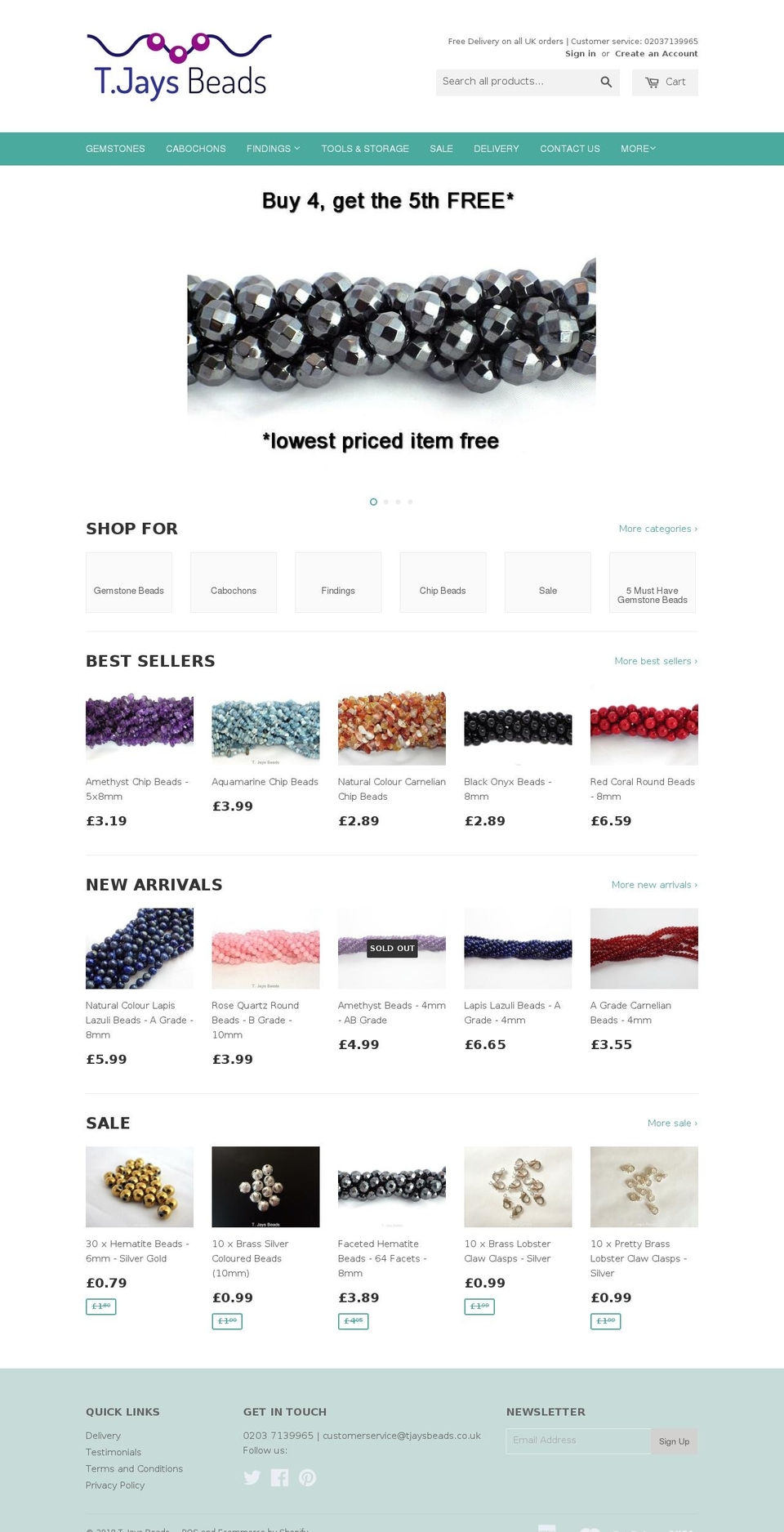 tjaysbeads.co.uk shopify website screenshot