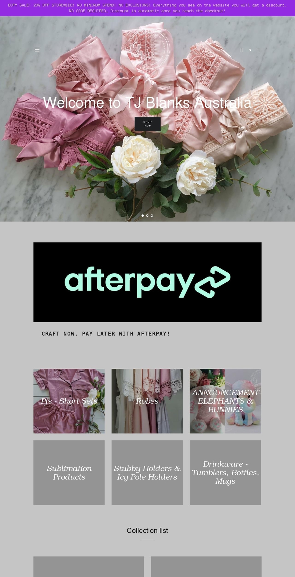 tjblanksaustralia.com shopify website screenshot
