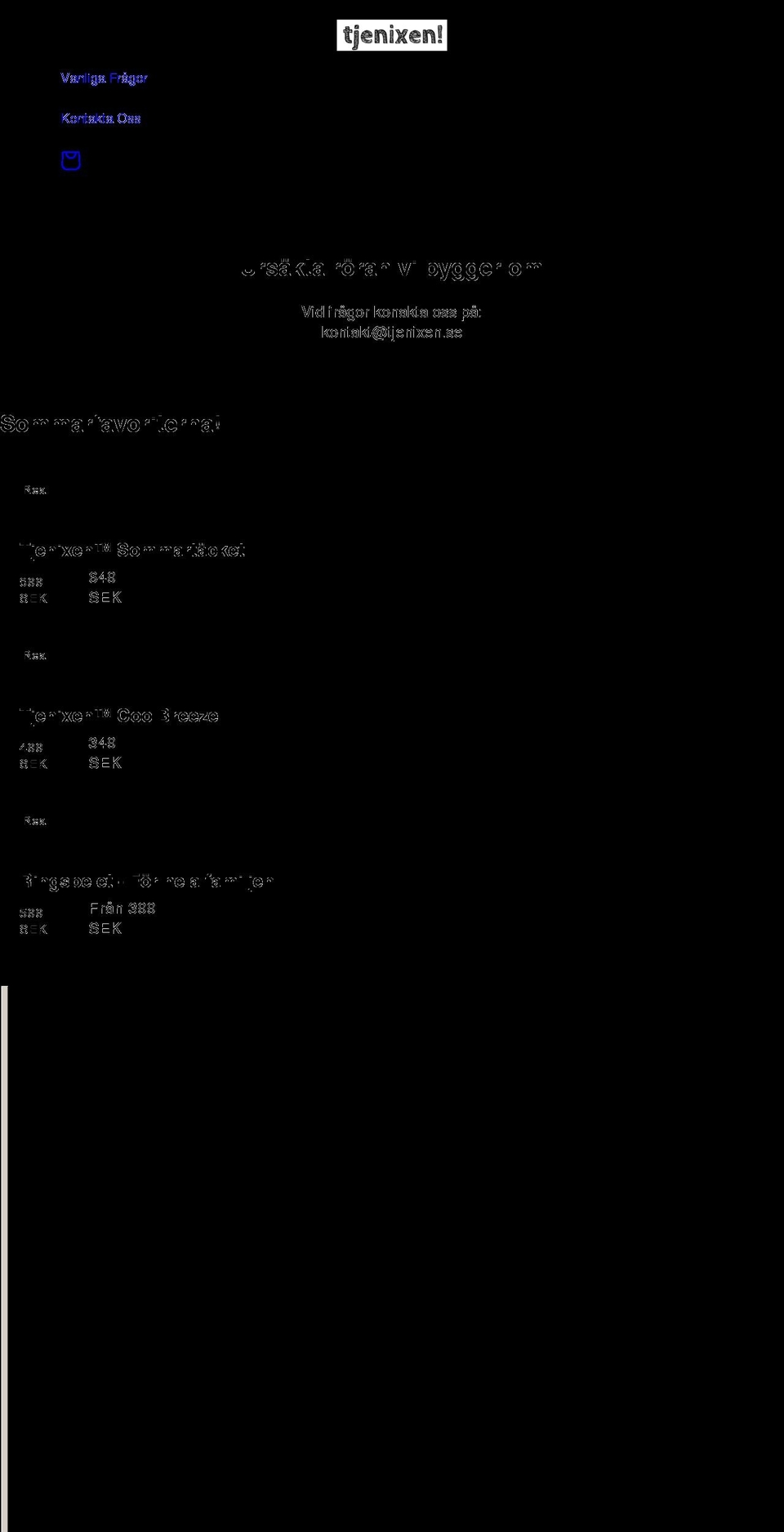 tjenixen.se shopify website screenshot