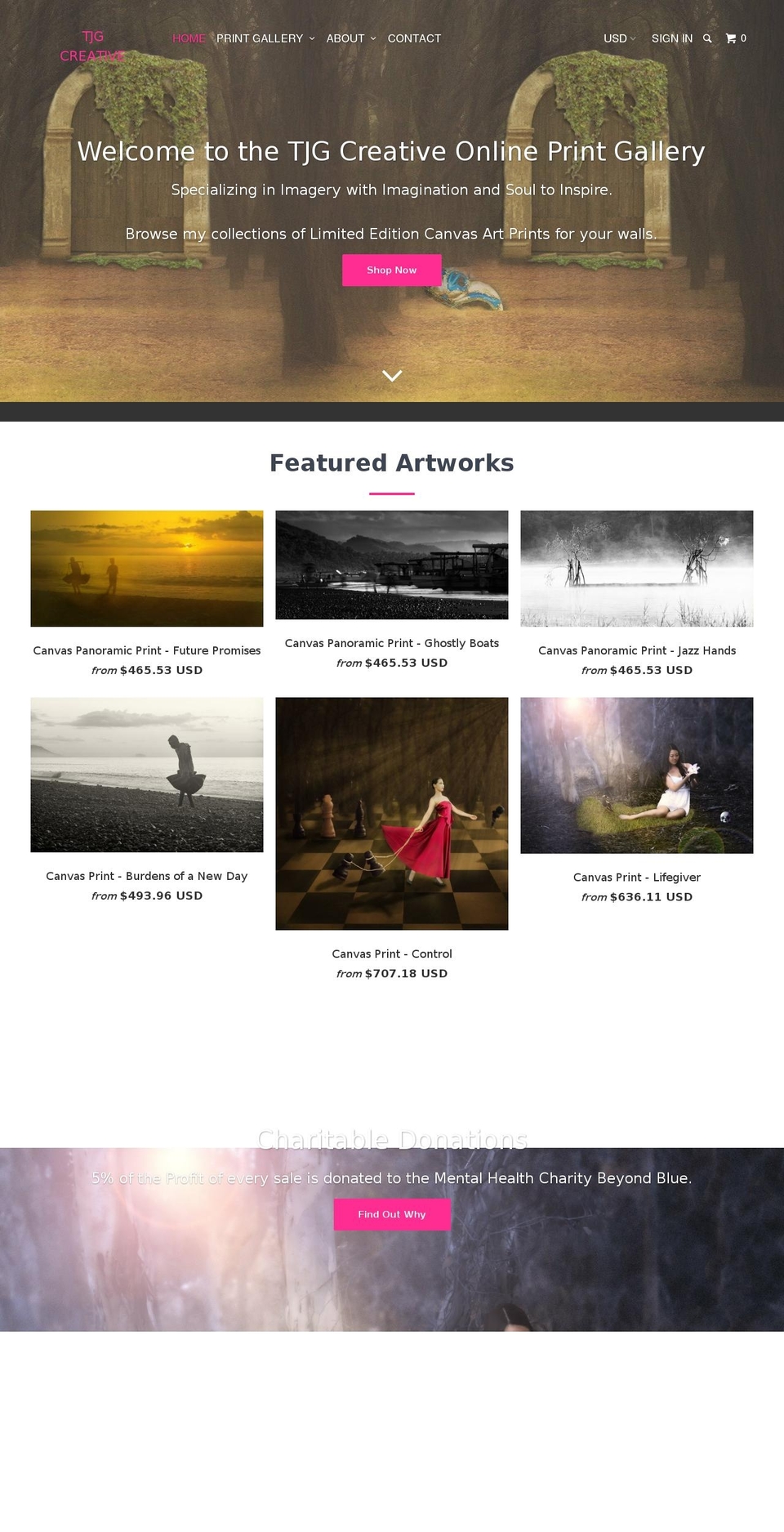 tjgcreative.com — Shopify storefront screenshot