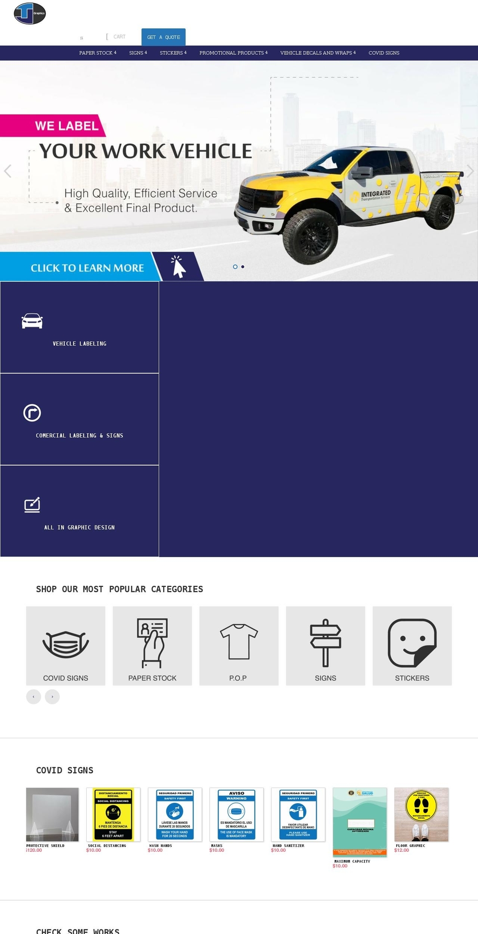 Cristhian Front Shopify theme site example tjgraphicspr.com