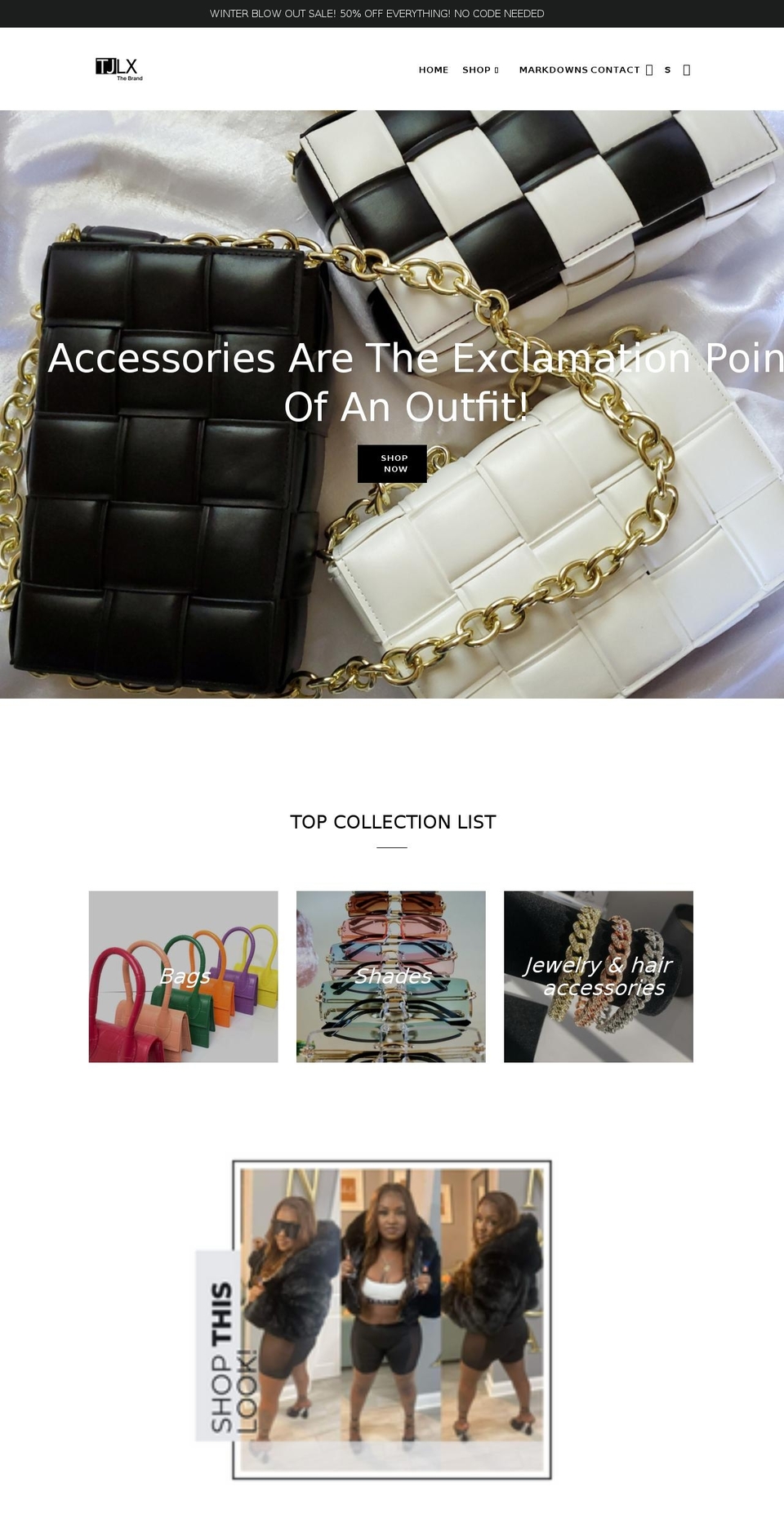 tjlxthebrand.com shopify website screenshot