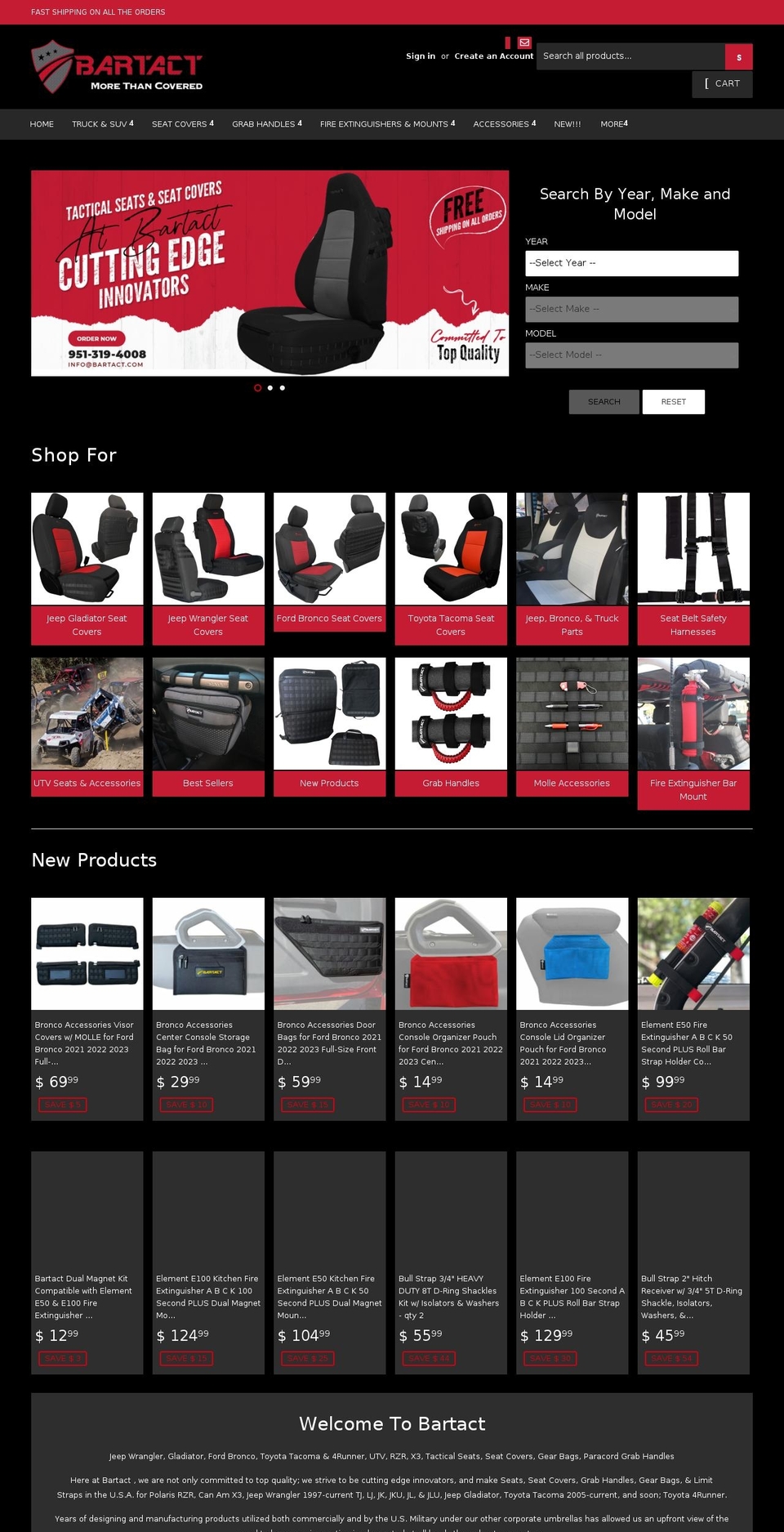 tjseatcovers.com — Shopify storefront screenshot
