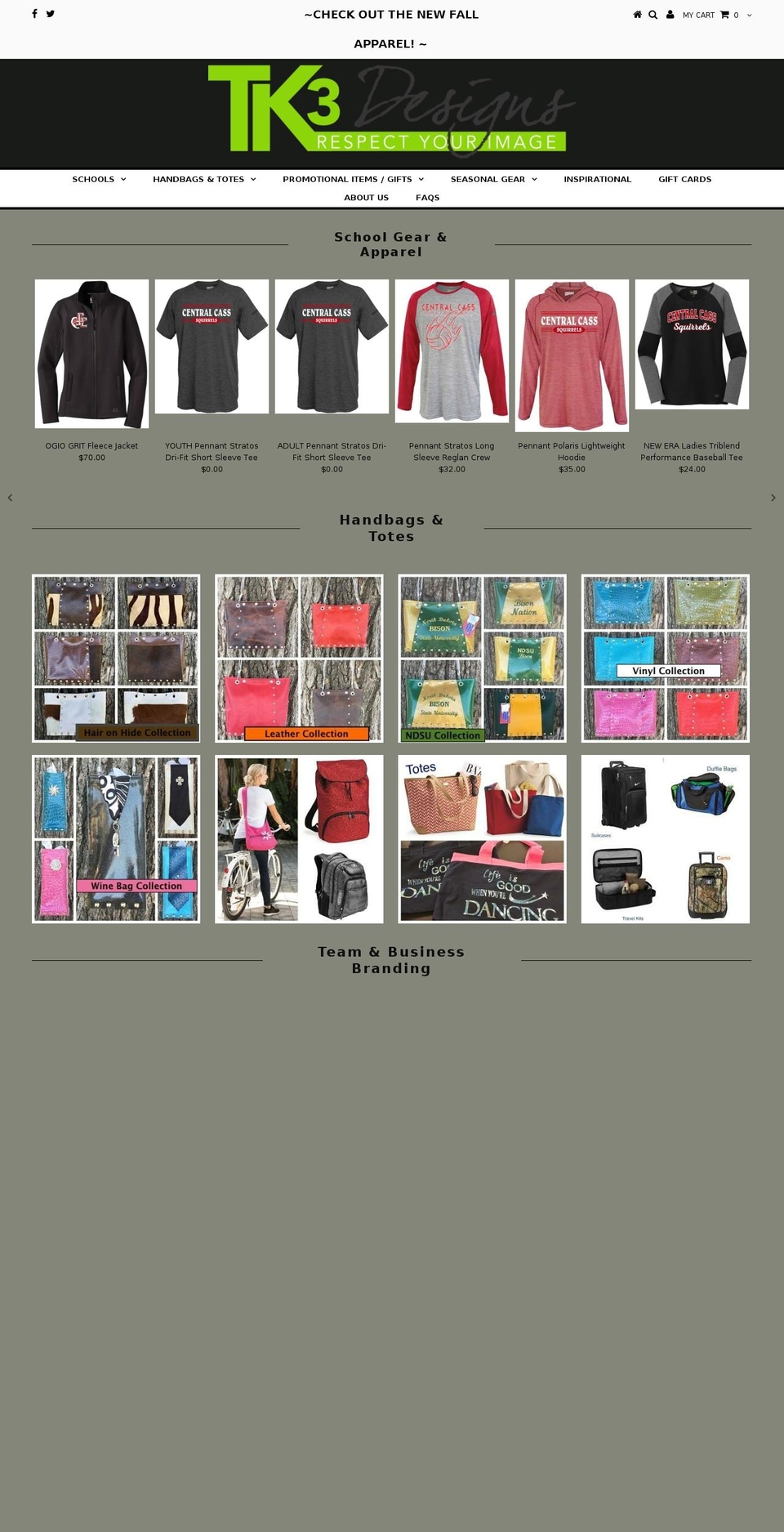 tk3designs.com — Shopify storefront screenshot