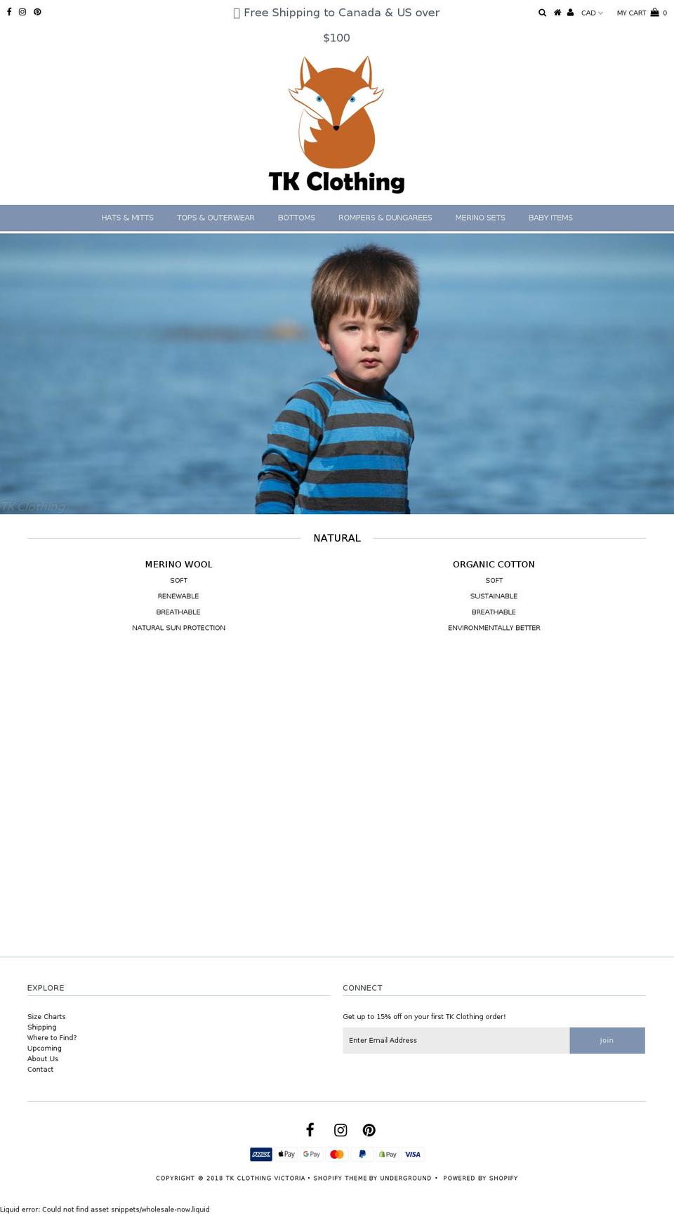 tkclothingvictoria.com shopify website screenshot