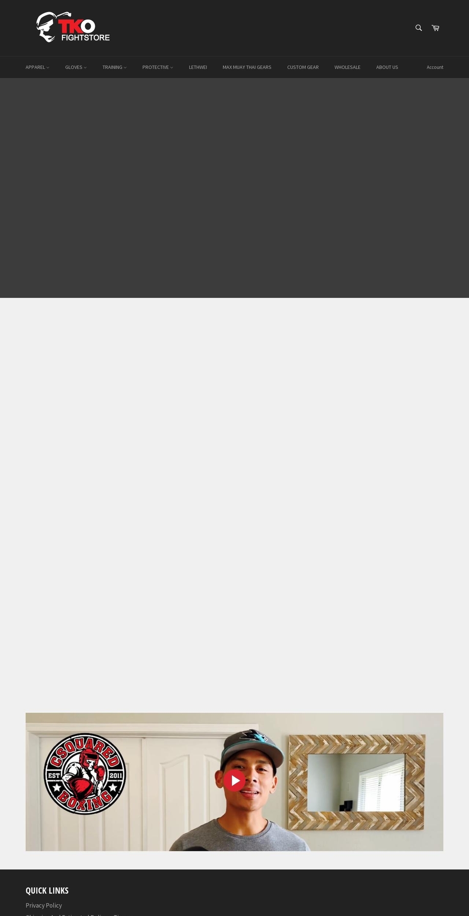 tkofightstore.com shopify website screenshot