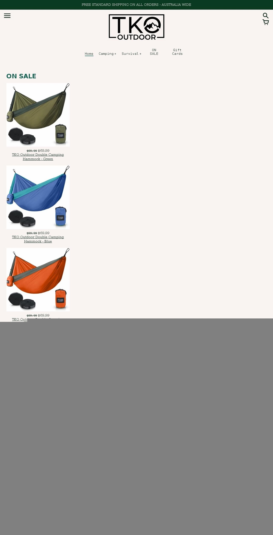tkooutdoor.com shopify website screenshot