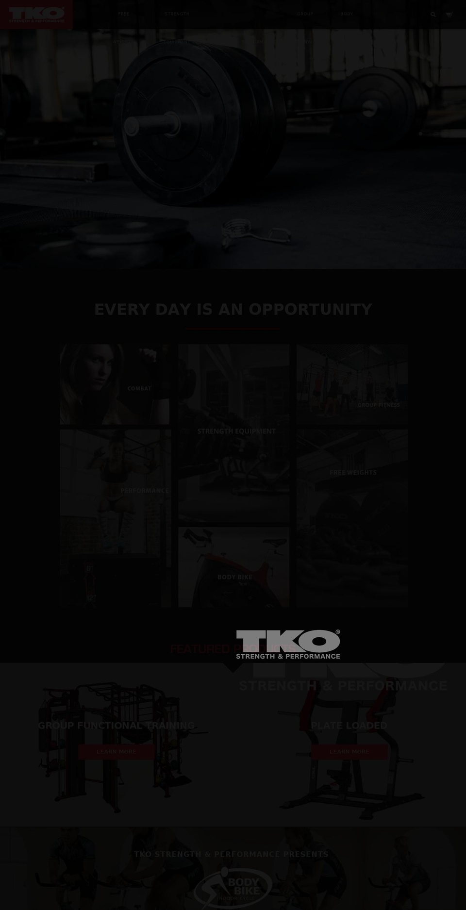 Sports Shopify theme site example tkostrength.com