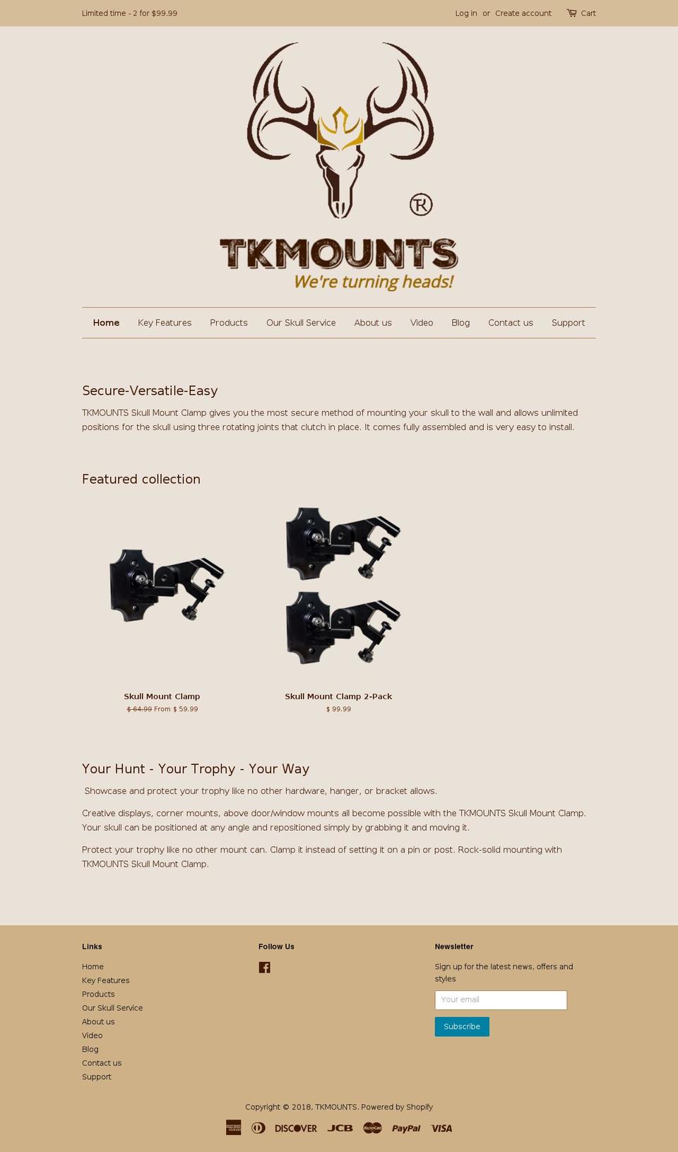 tkskullmount.com shopify website screenshot