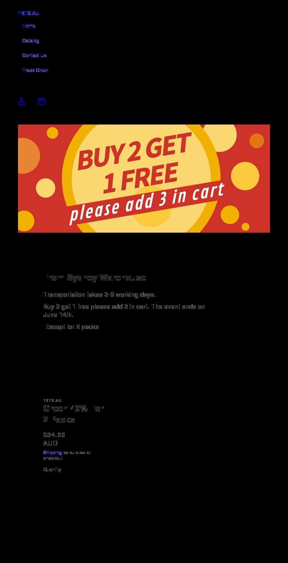 tktxau.com shopify website screenshot