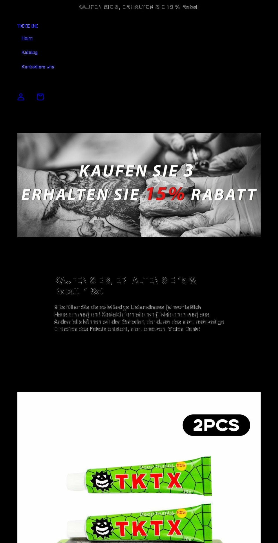 tktxde.com shopify website screenshot