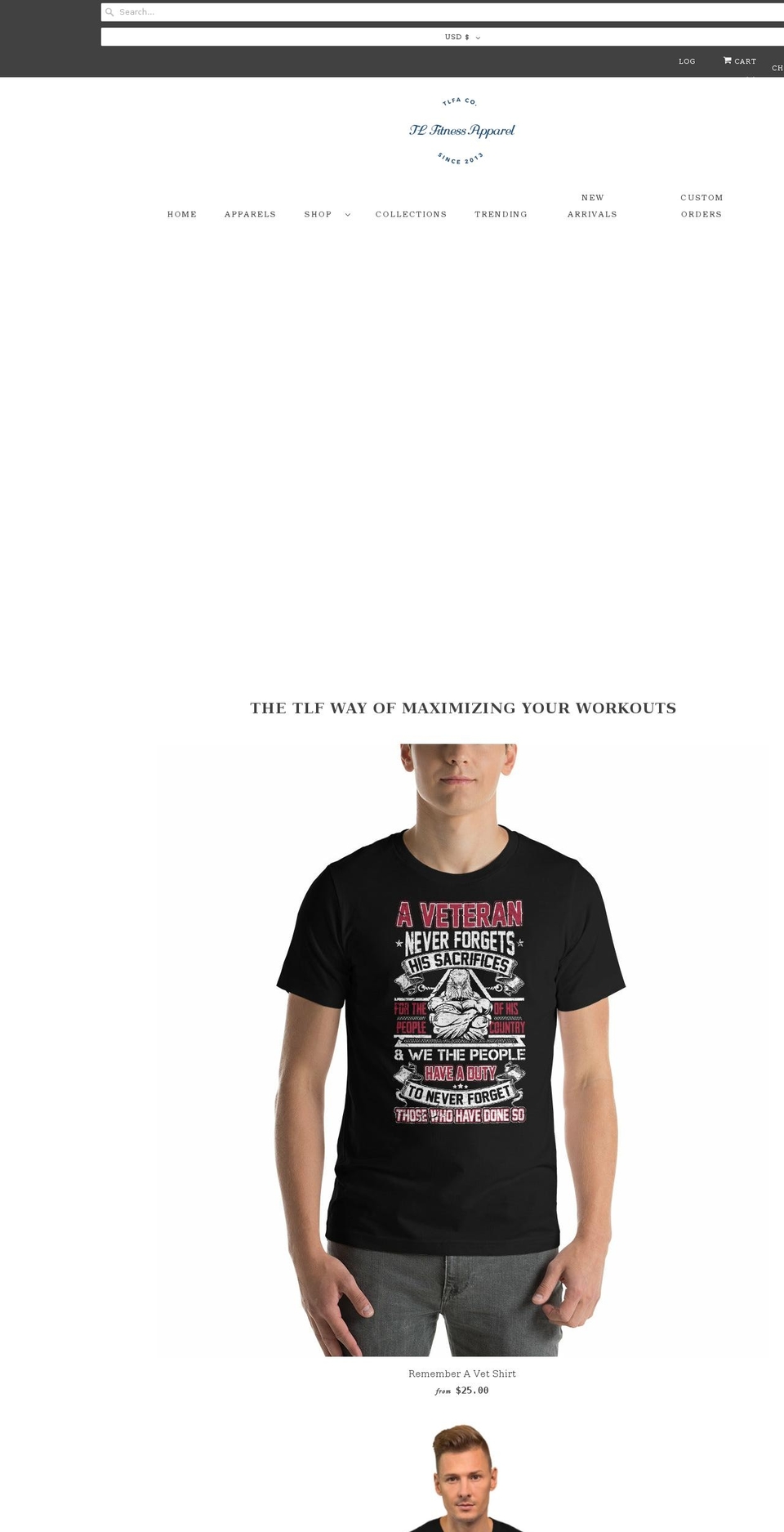 tl-fitnessapparel.com — Shopify storefront screenshot