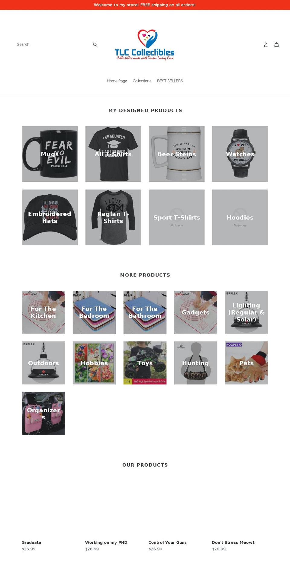 tlccollectibles.com — Shopify storefront screenshot