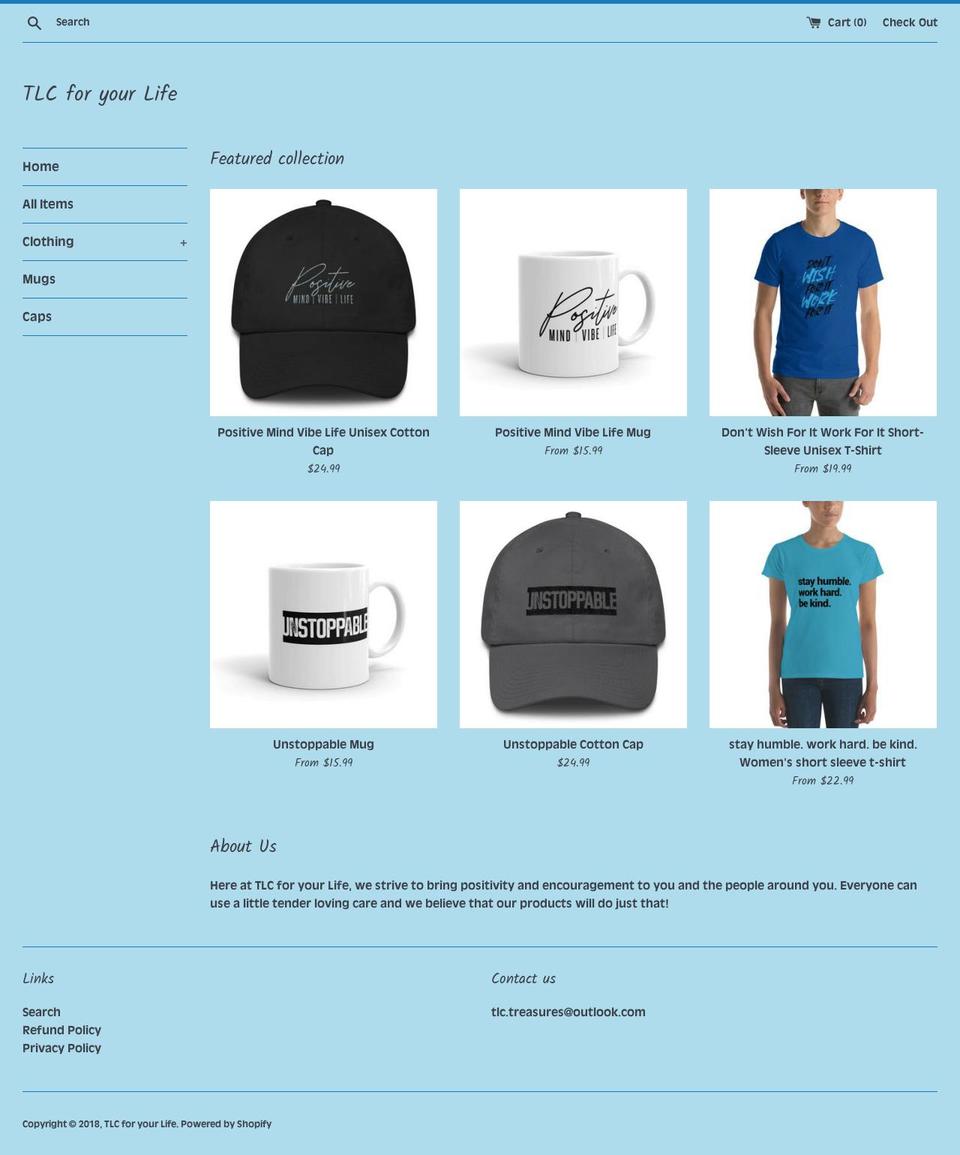 tlcforyourlife.com — Shopify storefront screenshot