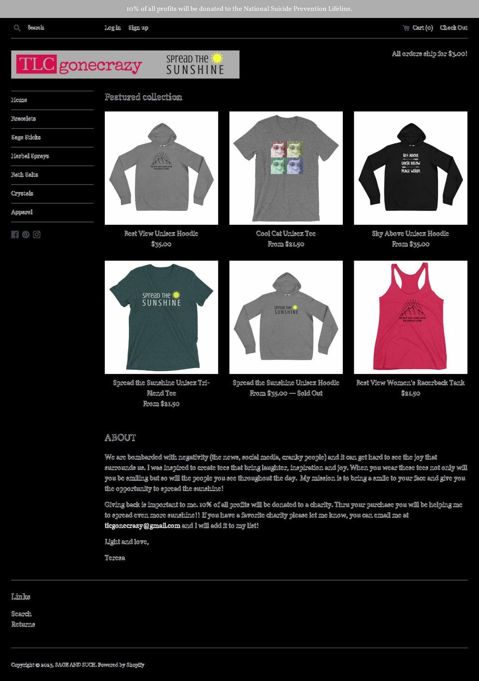 tlcgonecrazy.com — Shopify storefront screenshot