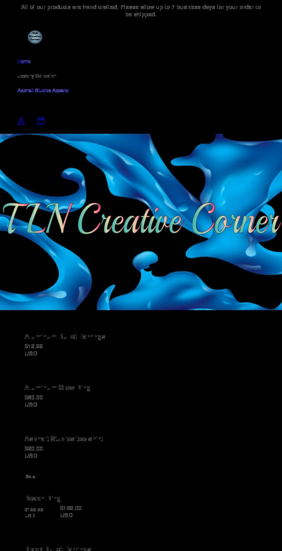 tlncreativecorner.com shopify website screenshot