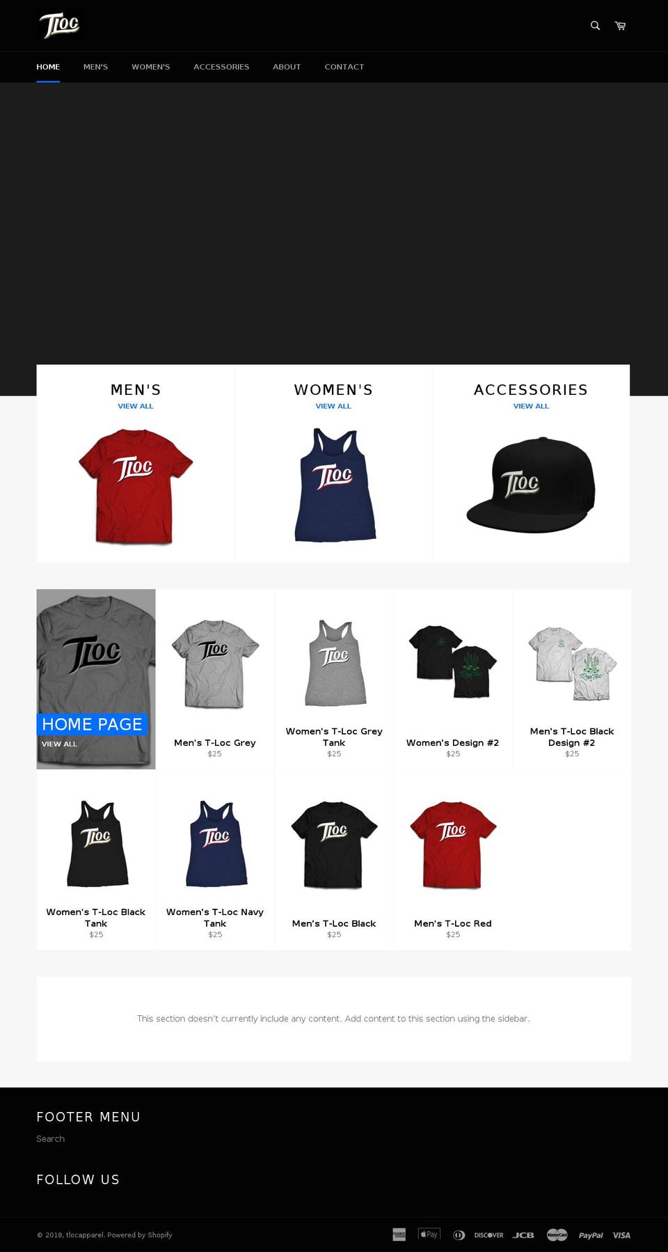 tlocapparel.com — Shopify storefront screenshot