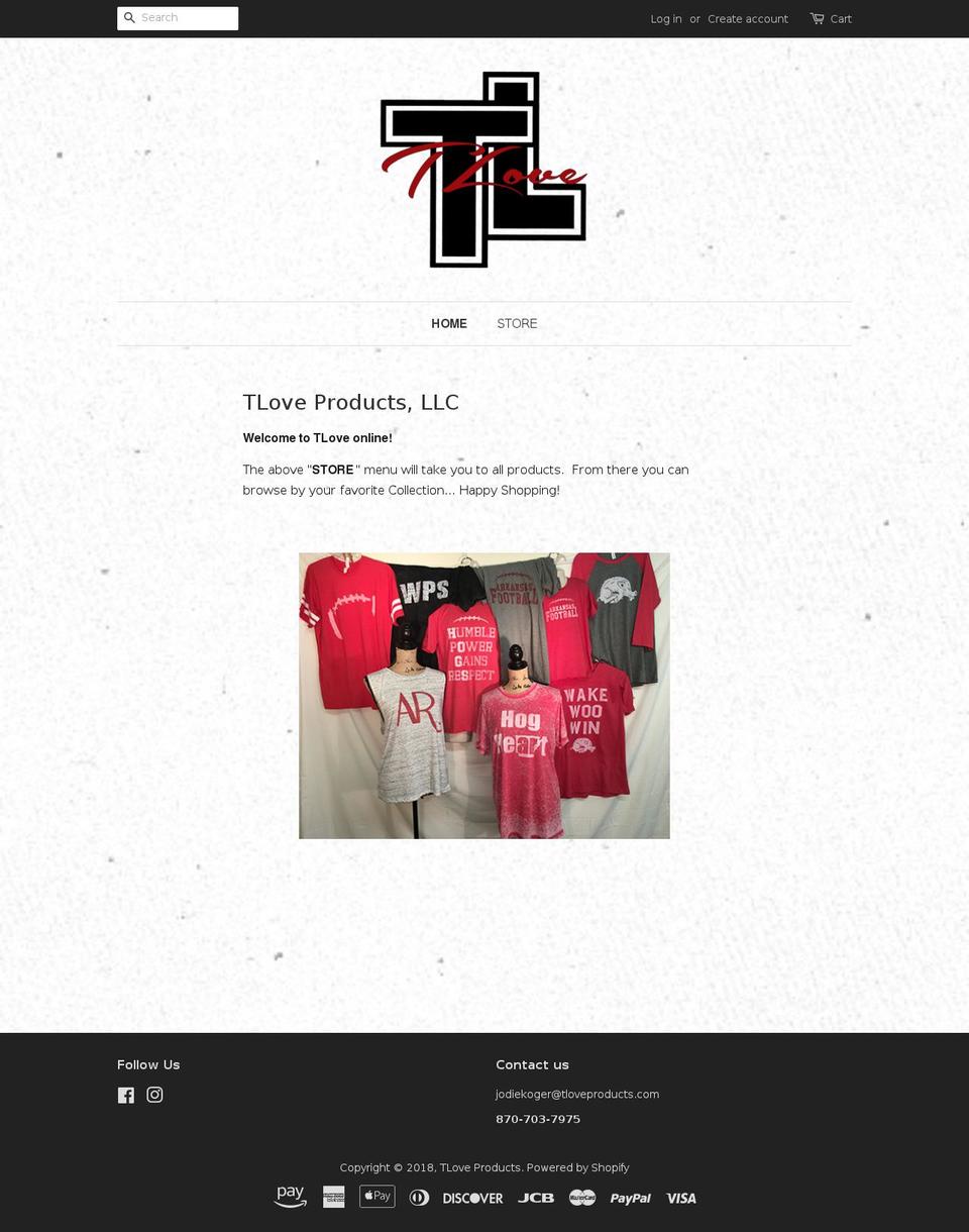 tloveproducts.com — Shopify storefront screenshot
