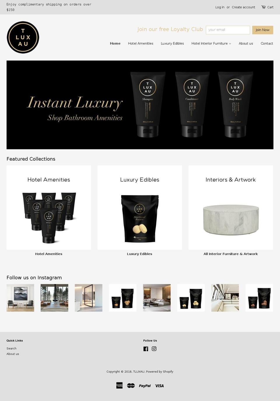 tluxau.com shopify website screenshot