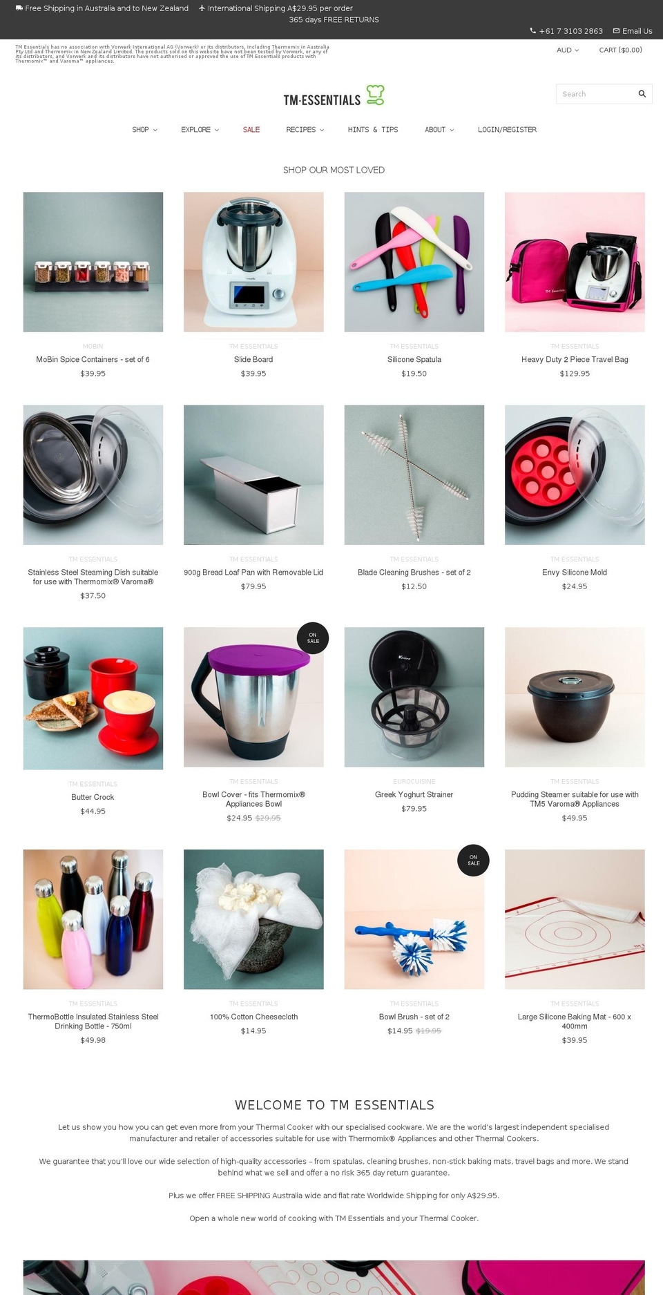 tm-essentials.com.au shopify website screenshot