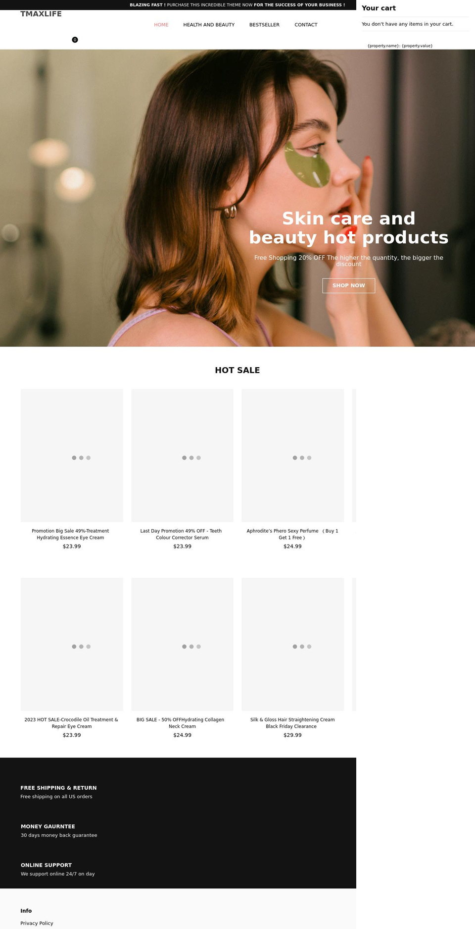 Avone-install-me-shopify. Shopify theme site example tmaxlife.com