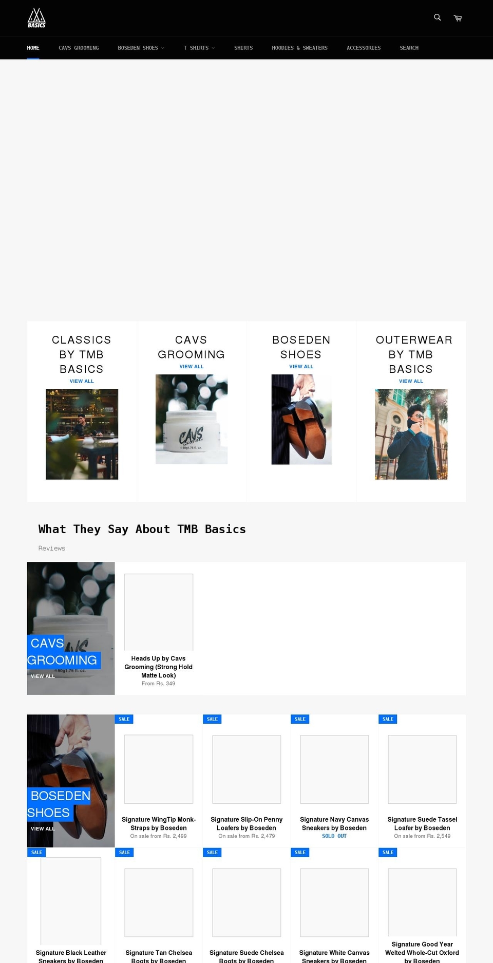 tmbbasics.com — Shopify storefront screenshot