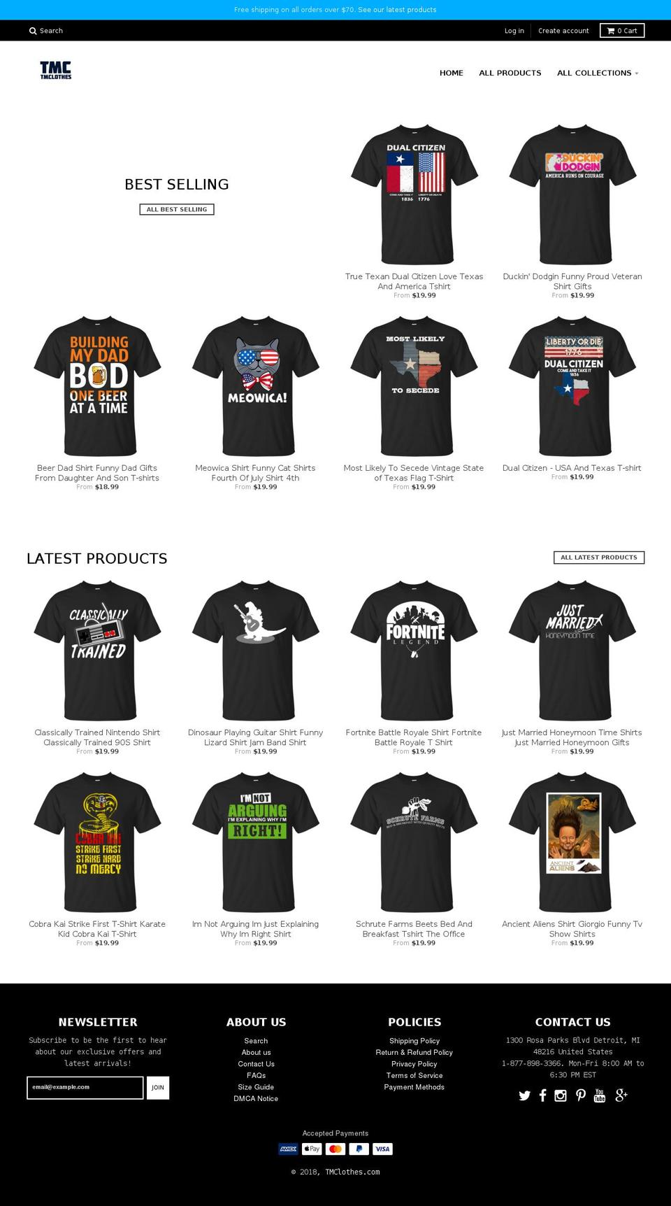 tmclothes.com — Shopify storefront screenshot