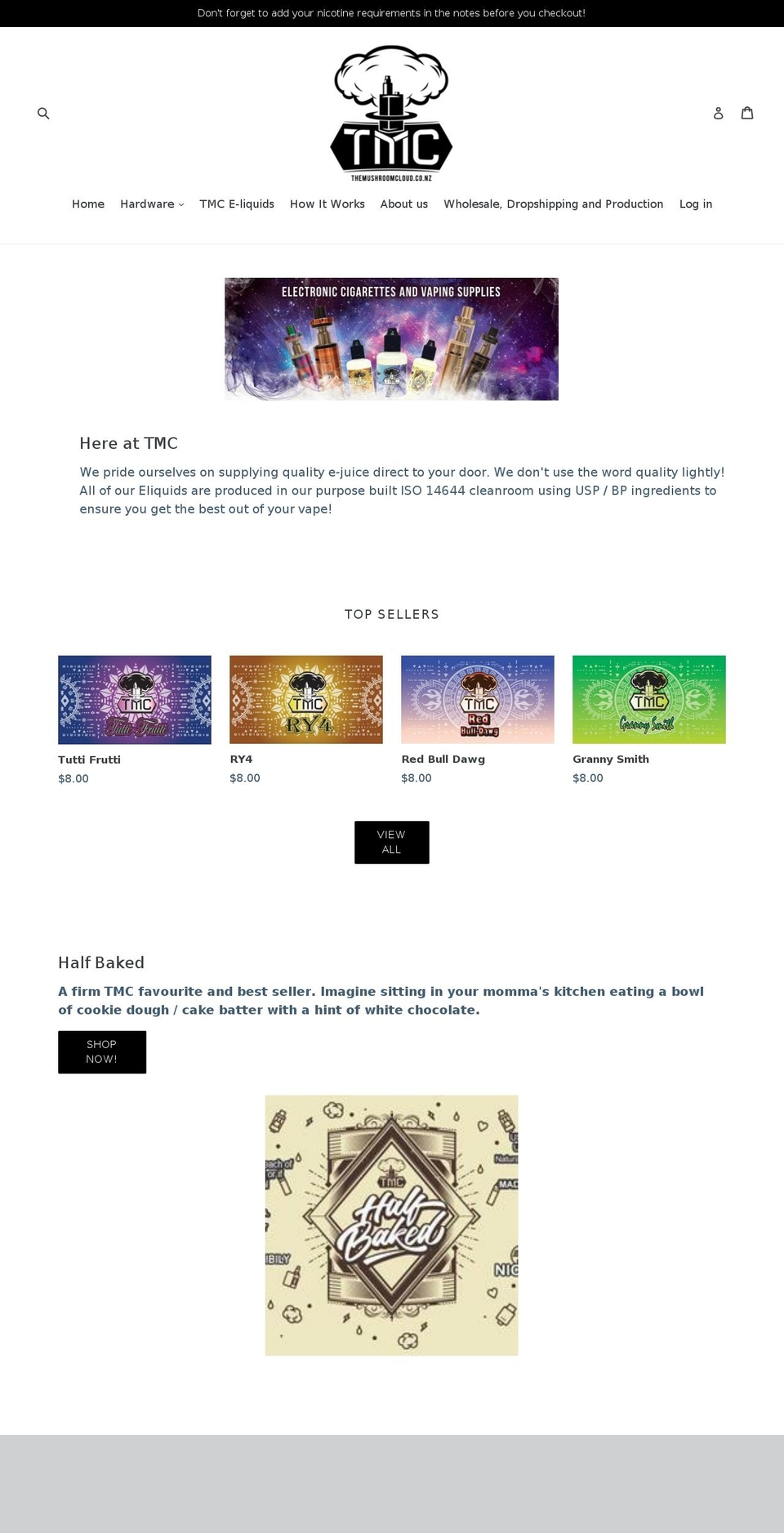 tmcvapes.com — Shopify storefront screenshot
