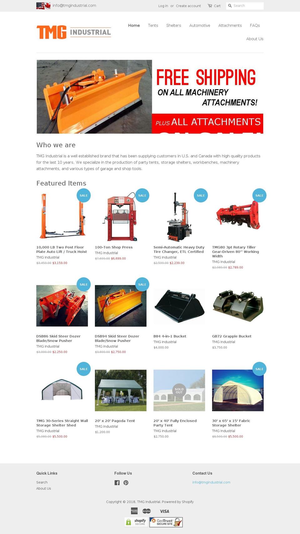 tmgindustrial.com — Shopify storefront screenshot