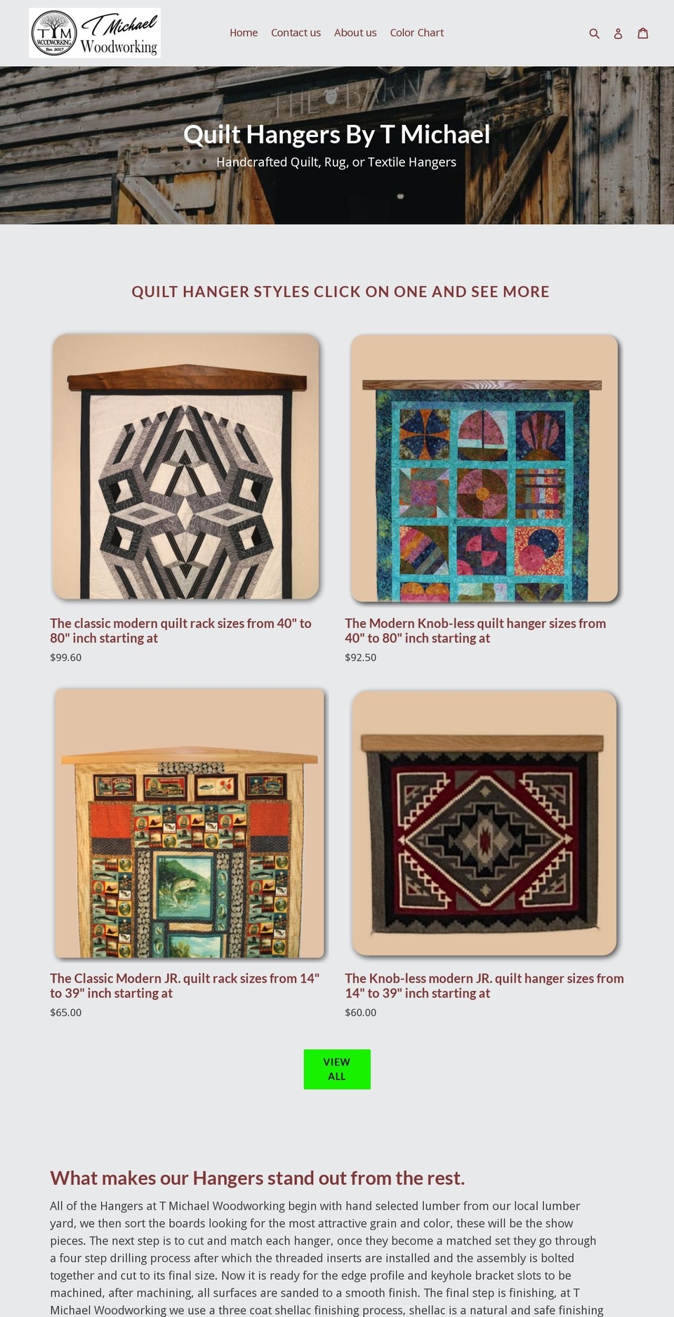 tmichaelwoodworking.com shopify website screenshot