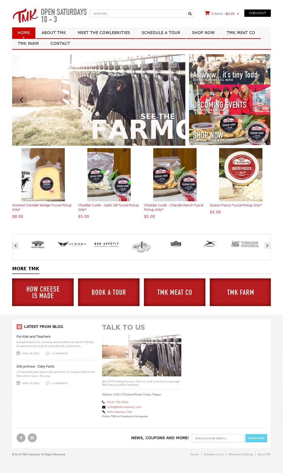 tmkcreamery.com shopify website screenshot