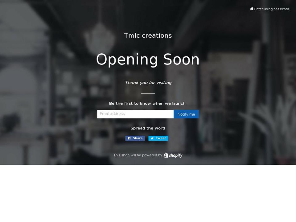 tmlccreations.com shopify website screenshot